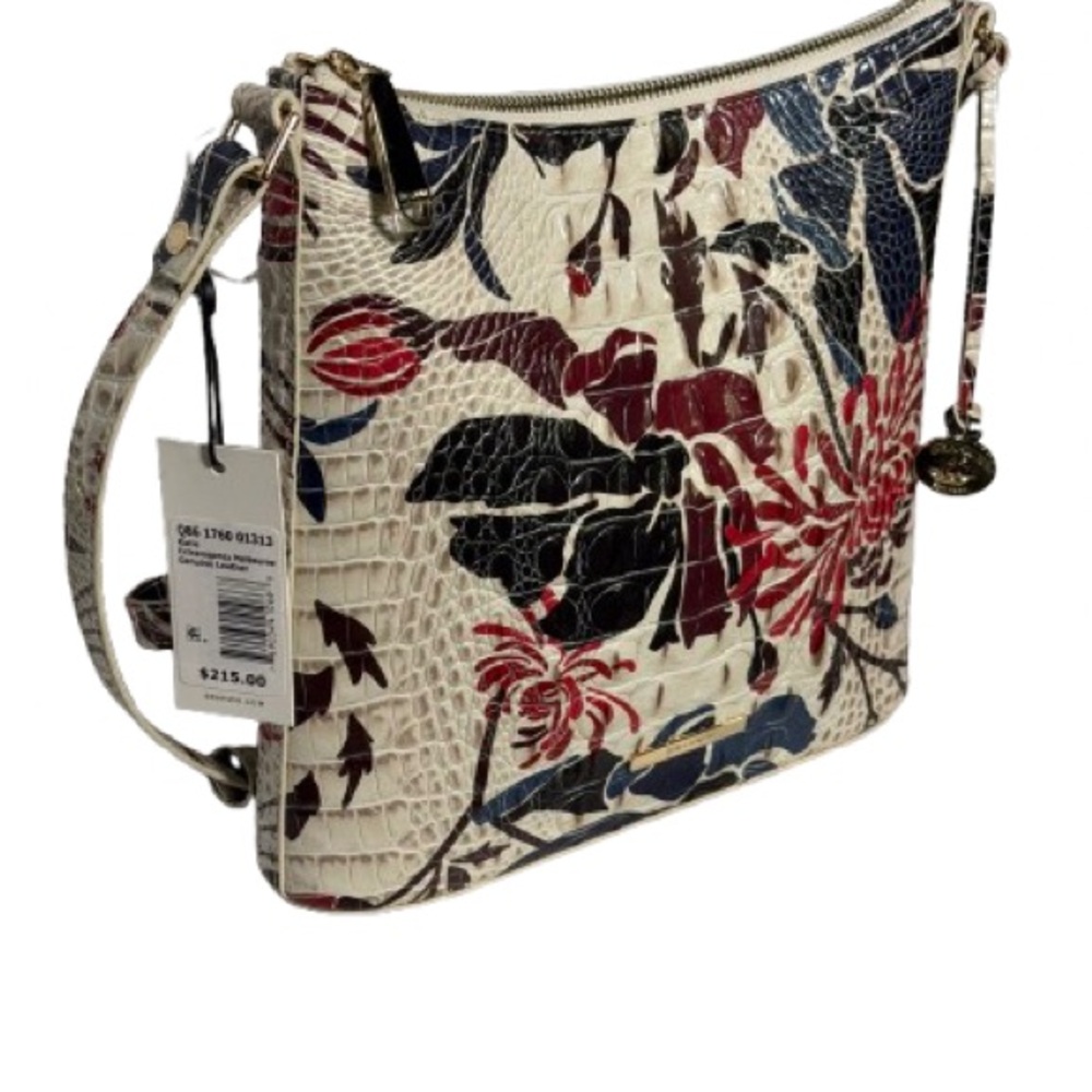 NWT Brahmin Floral Embossed Leather Crossbody Bag - Picture 2 of 4